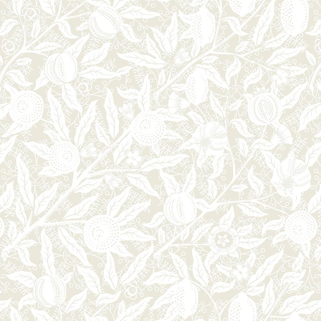 VEELIKE Vintage Cream Floral Wallpaper Peel and Stick Boho Neutral Fruit Wallpaper for Bedroom Kitchen 17.7''x118'' Self Adhesive Removable Botanical Wallpaper Beige Contact Paper for Cabinets Drawers