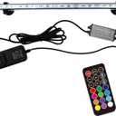 15 inches LED Aquarium Light, 2.5W Fish Tank Light Underwater Light Submersible Crystal Glass Lights, 21 LED Beads 12 Colors 19 Modes Brightness Adjustable Memory Function IP68 Waterproof