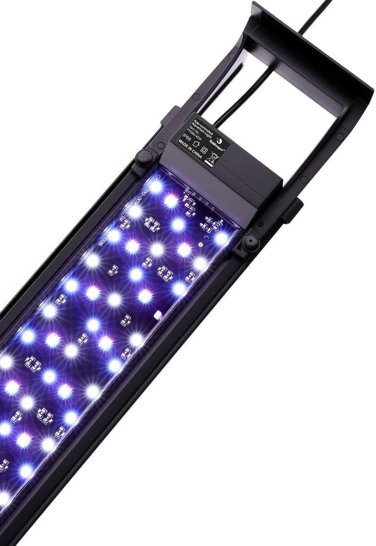 Fishkeeper Smart Aquarium Light - App Controlled Full Spectrum LED Fish Tank Light with Bluetooth, 6 Preset Modes, DIY & Timer, UVA for Fresh Water Tanks, with Extendable and Adjustable Brackets (45W(48-56inch))