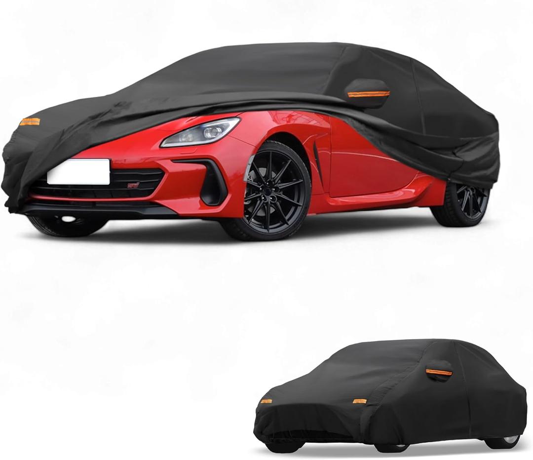 Car Cover Waterproof All Weather Sun Rain Protection Full Exterior Cover for Subaru BRZ 190T-PU Black with Left Side Zippers
