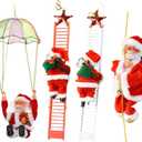 Climbing Santa Claus on Hanging Rope Battery Operated for Christmas Party and Home Holiday Décor, Red(1)