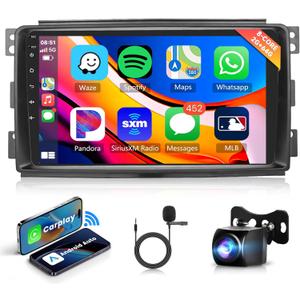 8 Core 2+64G Android Car Radio for Mercedes Benz Smart Fortwo 2005-2010 with Wireless Carplay Android Auto Car Stereo, 9 Touch Screen Mirror Link WiFi GPS Bluetooth FM RDS DSP Backup Camera SWC