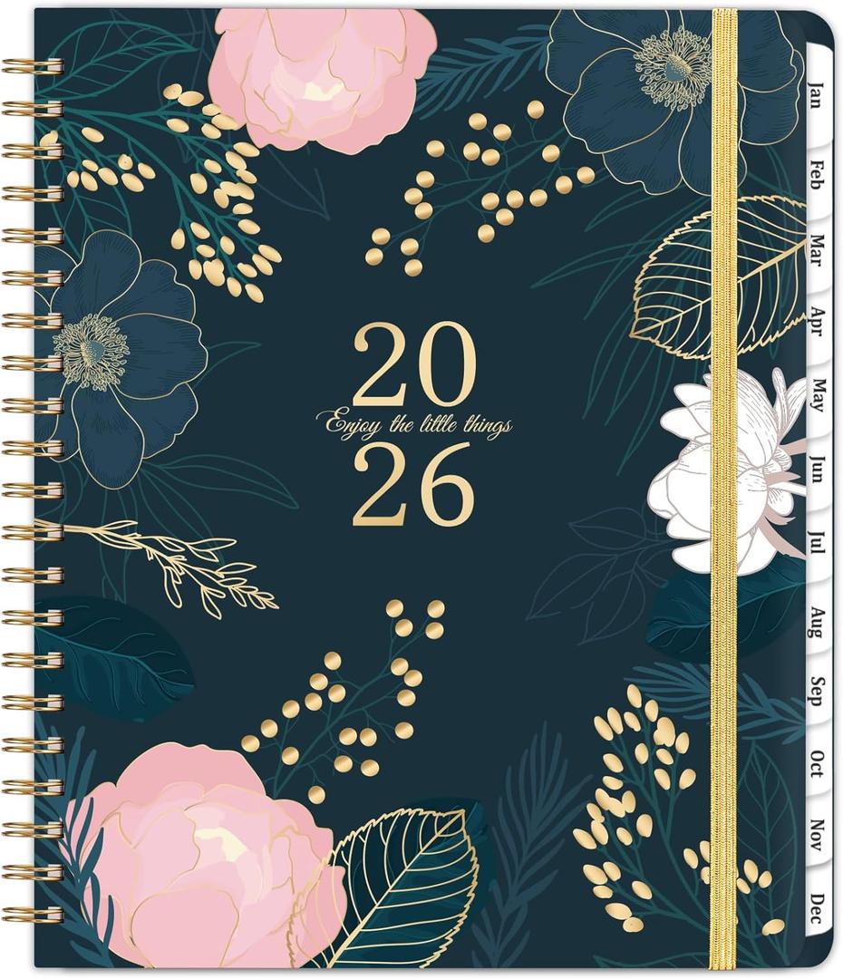 3 x 2026 Planner - Planner 2026, Weekly  Monthly Planner, 9" x 11", Jan. 2026 - Dec. 2026, with Thickened Hardcover, Twin - Wire Binding, 12 Monthly Tabs, 21 Notes Pages, Elastic Closure, Back Pocket