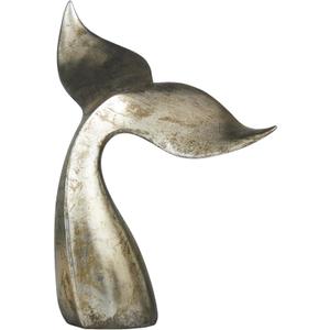 Deco 79 Polystone Whale Decorative Sculpture Home Decor Statue with Copper Distressing, Accent Figurine 14" x 7" x 16", Silver