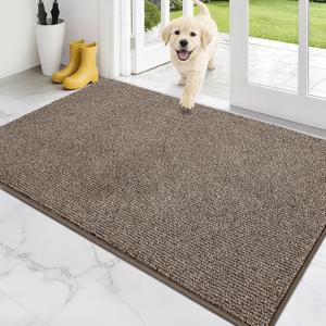 PURRUGS Dirt Trapping Door Mat 34" x 59", Non-Slip Machine Washable Entry Rug, Entrance Mat, Indoor Front Door Mat, Super Absorbent Entryway Rug for Muddy Shoes & Paws, Heathered Beige