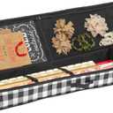 mDesign Long Gift-Wrapping Paper Storage Bag with Handles, Holder for Christmas and Holiday Organizer Container Box - Zipper Lid for Rolls of Wrap, Under Bed Storage Totes, Buffalo Plaid, Black/White