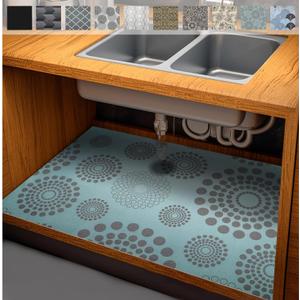 AiBOB Waterproof Under Sink Mat, Absorbent Quick Dry Sink Liners Protect Cabinets, Durable Shelf Liners, Slip Resistant and Non-Adhesive, 24X36, Blue/Grey