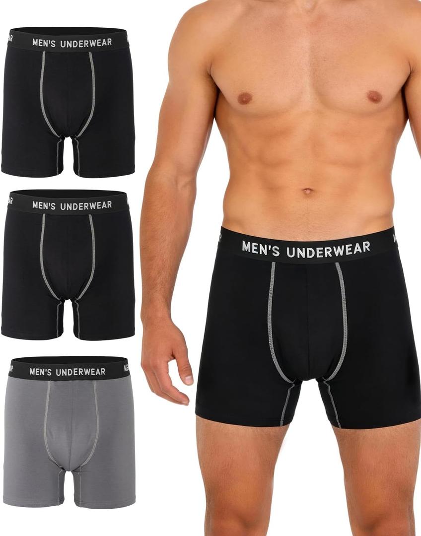 Men's Incontinence Underwear, 100ML Absorb Leak Proof Boxer Briefs with Upgraded Fast-Absorbing Core -Washable Reusable Cotton Incontinence Briefs for Men Heavy Flow Bladder Leak Protection 3 Pack, XL