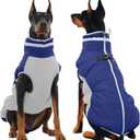 OUOBOB Dog Jackets for Large Dogs, Large Dog Winter Coat, Pet Cold Weather Coats, XXXL Pet Jacket with D-Ring, Waterproof Coat with Back Zipper, Snowsuit Labrador German Shepherd Doberman, Blue, XXXL
