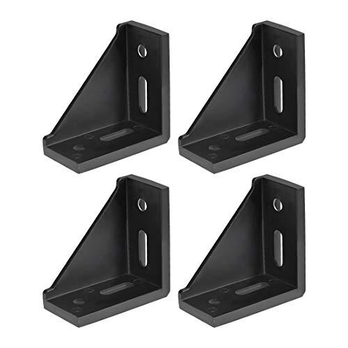 Uxcell Inside Corner Bracket Gusset, 80mm x 80mm for 4040 Series Aluminum Extrusion Profile, 4 Pcs (Black)