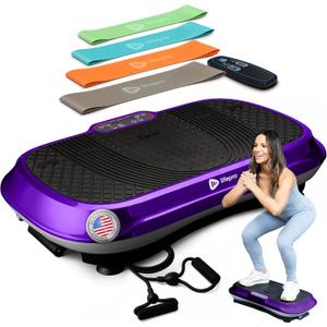Lifepro Waver Vibration Plate Exercise Machine for Lymphatic Drainage, Muscle Activation, Full-Body Workout Vibrating Platform with Loop Bands, Fitness Equipment for Strength Toning & Fat Loss (Purple)
