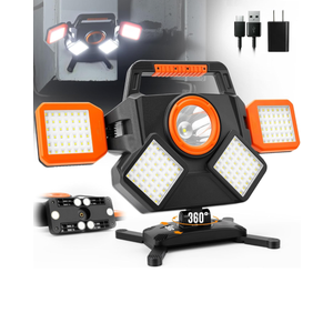 55W Rechargeable Work Light 5000LM, Foldable&Rotatable Magnetic LED Work Light with 6 Modes, 8000mAh Battery Powered Portable Work Lights for Workshop, Car Repair, Construction, Camping, Emergency Use