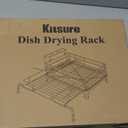 Kitsure Extendable Dish Drying Rack - Rust-Resistant Dish Racks for Kitchen Counter with Adjustable Support Legs, Cutlery Holder & Removable Draining Tray (White, 15.6''-25.2''L  16.9''W  8.1''H)