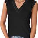 Vrtige Women's Lace V Neck Sleeveless Vest Summer Camisole Shirts (X-Large)