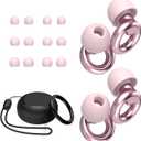 Ear Plugs for Sleeping,2 Pairs of Stylish Reusable Noise Reduction Earplugs with 8 Pairs Tips & case,Hearing Protection Earplugs for Concert,Travel,Work,Live Events - 25dB-30dB (1 pair (Pack of 1), Pink)