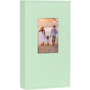 RECUTMS Photo Album for 4x6 Photos Holds 300 Leather Cover Picture Albums with Front Window Large Capacity Baby Family Wedding Travel Anniversary Photo Books Holds 300 Horizontal Photos(Light Green)