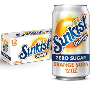 Sunkist Zero Sugar Orange Soda, 12 fl oz cans, 12 pack (EXP 09/30/26)