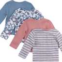 Hanes Baby Long Sleeve T-shirt, Ultimate Flexy Knit Tee for Boys & Girls, 4-Pack