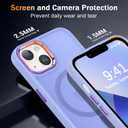 5 x WRJ Magnetic Case for iPhone 13,iPhone 14 Case with Screen Protector, Magnetic Translucent [Compatible with Magsafe] Slim Anti-Fingerprints Shockproof Protective Cover for Women Men-Light Purple