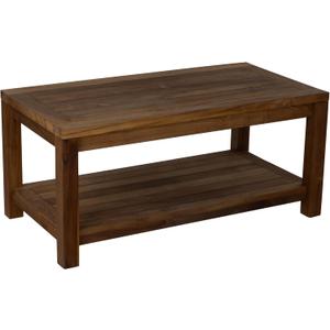 Teak Wood Coffee Table with Storage - Teak Oil Finished Indoor & Outdoor Furniture for Deck, Porch, Balcony, Living Room, Bedroom & Backyard (36" D x 18" W x 16" H)