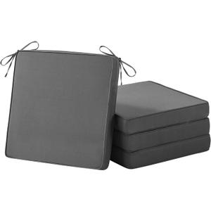 Outdoor Chair Cushions Set of 4, Waterproof Patio Chair Cushions, 19" x 19"x 3" Patio Cushion for Outdoor Furniture, Outdoors Seat Cushion for Patios Furniture with Handle and Ties, Grey