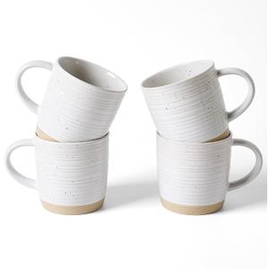 famiware Coffee Mugs Set of 4, 13 oz Mug Set, Ceramic Cup Set with Handle for Coffee, Tea, Cocoa, Milk, Constellation Series, White