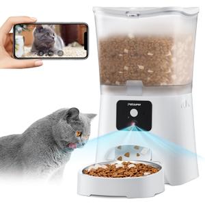 Automatic Cat Feeder with Camera & App Control - 5G WiFi Pet Feeder, 3L Timed Food Dispenser, 1080P HD Video, Night Vision, 2-Way Audio for Cats/Dogs