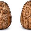 2 x Statues Mango Wood Statue Sculpture, Bookshelf Decor Accents, Set of 2 Use Ideal for Use in Living, Dining Room, Coffee Table Centerpiece (2.75'' X 2.75'' 2.75'')