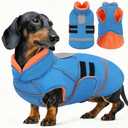 SUNFURA Dog Coat, Warm Dog Jacket for Small Dogs, Reflective Winter Coat with Fleece Lined, Windproof Pet Snowsuit Puppy Sweater Clothes, Turquoise XS