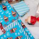 3 x Vnaaem Funny Christmas Wrapping Paper Roll - 17 Inches X 33 Feet - for Adult Women Men - Reversible Holiday Wrapping Paper Blue Naughty Santa Stripe Pattern Great for Holiday