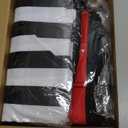 Hicarer Ice Hockey Long Sleeve Striped Referee Shirt Men's Official Referee Costume Orange Red Armbands Finger Grip Whistle S