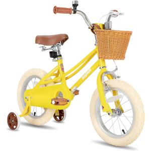 JOYSTAR Girls Bike for 2-12 Years Old Toddlers and Kids, 12" 14" 16" 18 20" Retro Style Kids Bike with Training Wheels, 18 20 Inch Children Bicycle with Kickstand (Sunny Yellow)