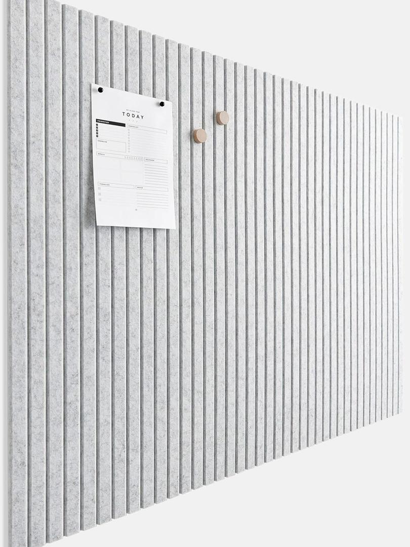 Large Cork Board for Office Black Felt Board Alternative - Slat Wall Paneling, Felt Bulletin Board Tiles for Office Wall Decor, Push Pin Board Wall Organizer for Office -12-Pack (Marble White)