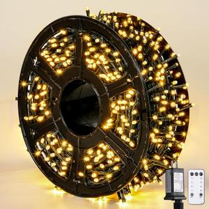 JMEXSUSS 272ft 800 LED Outdoor Christmas Lights, 8 Modes Warm White Christmas Tree Lights Green Wire, Waterproof Led String Light for Outside Indoor Xmas Party Tree Decor