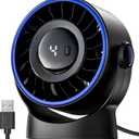 SWEETFULL USB Small Desk Fan - 5 Inch Mini Personal Desktop Fan, 4 Speeds Cooling Strong Airflow, 360 Adjustable Tilt, Quiet Portable Table Fans for Bedroom, Home, Office, Travel & Cruise, Black