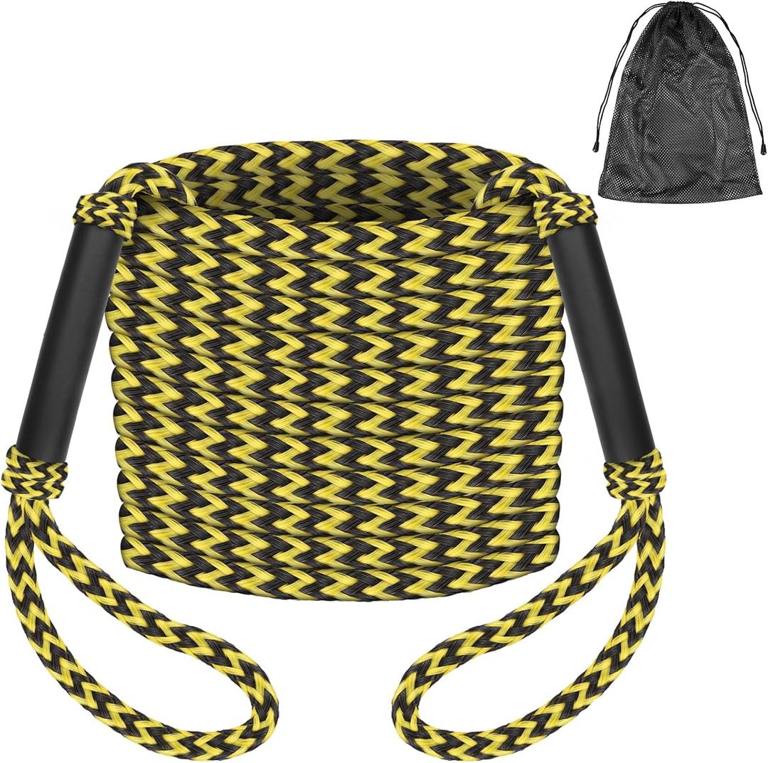 SELEWARE Heavy-Duty 60FT Boat Tow Rope for Tubing, Floating Tube Tow Rope, Durable Watersports Ski Rope for Wakeboarding, Water Skiing & Kneeboarding