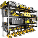 POKIPO Large Power Tool Organizer Wall Mount,4 Layers Heavy Duty Metal Loads 400lbs,Power Tool Shelf Battery Storage with 8 Cordless Drill Holder,Utility Racks for Garage Workshop