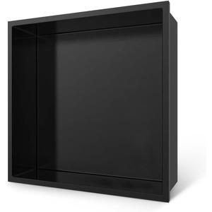 Shower Niche - 12 x 12, Matte Black Stainless Steel Recessed Shower Niche for Bathroom Storage, No Tile Needed, Over Mount Installation (12W  12H)