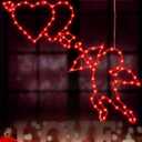 Valentine's Day Window Lights 2 Packs,18" Lighted Cupid with Arrow & Lighted Heart with Arrow,Valentine's Day Window Silhouette with Suction Cup Hooks, Remote Controllers for Indoor Outdoor Decor