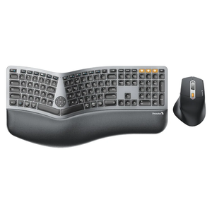 ProtoArc Ergonomic Keyboard Mouse, EKM01 Plus Full Size Wireless Bluetooth Ergo Keyboard Mouse Combo, Cushioned Palm Rest, Split Design, Rechargeable, Compatible for Windows, Mac OS - Gray and Black