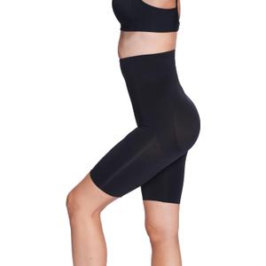Women High Rise Tummy Control Thigh Compression Inseams Elastane Shorts for Biker Yoga Running Gym and Workout (Black, XL)