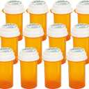 Prescription Reversible Thumb Tab Vials, Medicine Container, Pill Bottle, Prescription Pharmacy Vials Reversible Cap with Animal Pet Resistant (not Child Resistant) Open (16 Dram, 12pcs)