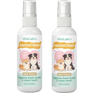 Milolabco Advanced Dental Spray, Dentaclean for Dogs & Cat, Probiotic Oral Care Spray for Fresh Breath, Helps Support Clean Teeth & Healthy Gums - No Brushing (2 Pack)