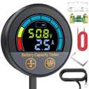 CAMWAY Battery Monitor with Shunt - 600A 10-100V Battery Voltmeter Ammeter with 8.2FT Cable, Data Storage Low Voltage Alarm Waterproof Battery Capacity Monitor for RV Boat Golf Cart