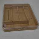 Kitchen Drawer Organizer, 13 Inch Silverware Utensil Tray Holder,with Removable Lid, 5 Slots Total Bamboo Wood Caddy for Flatware Cutlery Knives, Forks, Spoons.