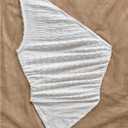 Floerns Women's Plus Size One Shoulder Ruffle Trim Tank Top Textured Asymmetrical Going Out Tops (White, XL)