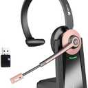 Earbay Wireless Headset, Bluetooth Headset with AI Noise Cancelling Microphone & USB Dongle, Wireless Headphones with Mic Mute & Charging Base for Work from Home/Computer/Laptop/Call Center/Office