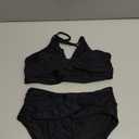 Edelqual Women's High Waisted Bikini Sets Two Piece Swimsuit Tummy Control Bathing Suit V Neck Swimwear 2025 Swim Suit (Black) S