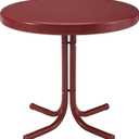 Crosley Furniture Griffith Weather Resistant Retro Metal Outdoor Side Table for Patio, Deck, Porch, Coral Red