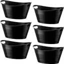 Patelai 6 Pcs Ice Buckets Bulk, Plastic Ice Buckets with Handles, Oval Storage Tub, Large Capacity Drink Tub for Party Bar Wine Beer Champagne Beverage Bottle Cooler(4.5 Liter,Black)